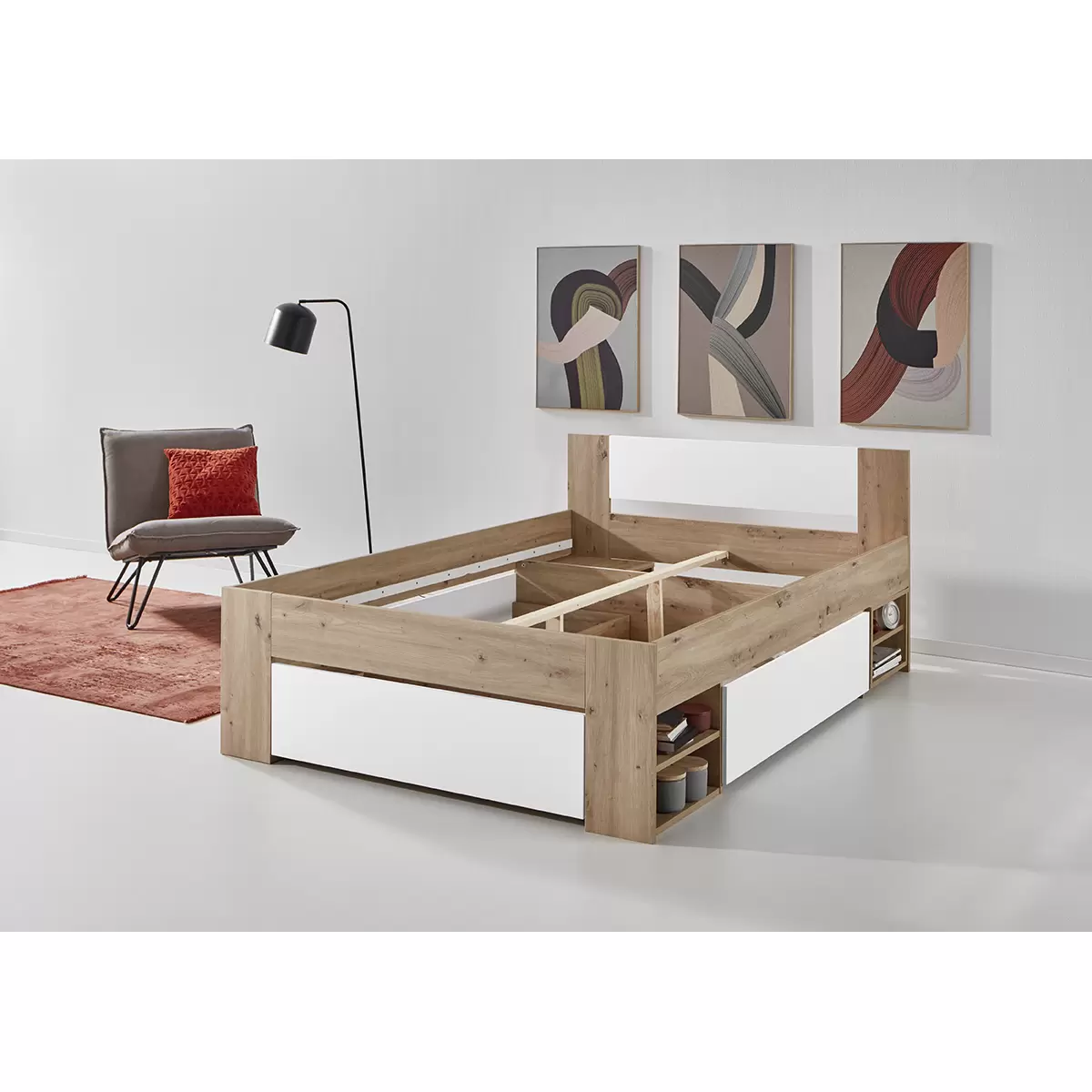Bett Azurro 2 140x200 Artisan Eiche,weiss