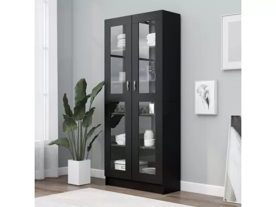 Armoire à vitrine Noir 82,5x30,5x185,5 cm Aggloméré