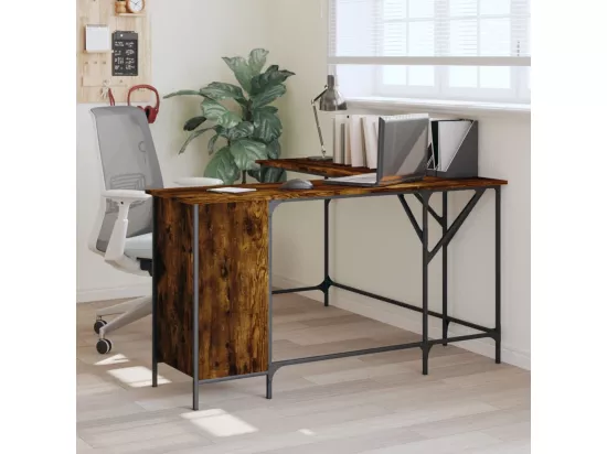 Bureau chêne fumé 141x141x75 cm bois d'ingénierie