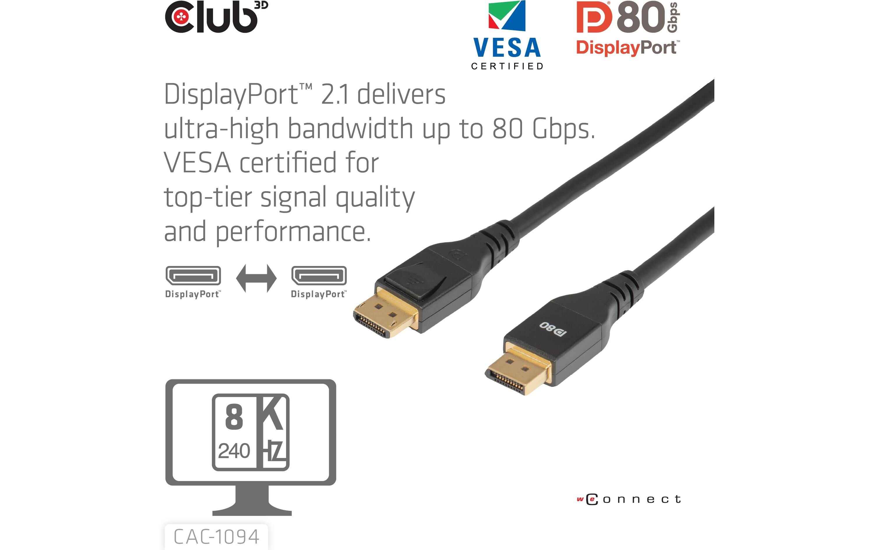 Kabel CAC-1094 DisplayPort - DisplayPort, 2 mCLUB3D CAC-1094 DisplayPort-Kabel