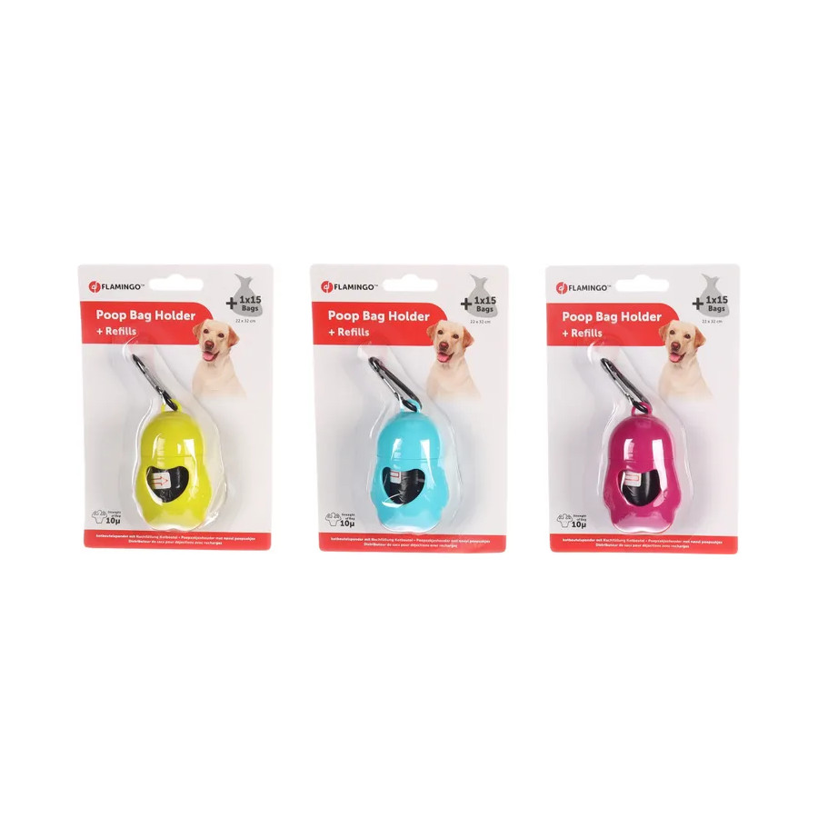 Porta-sacos Flamingo Legga + 15 sacos para fezes de cachorro