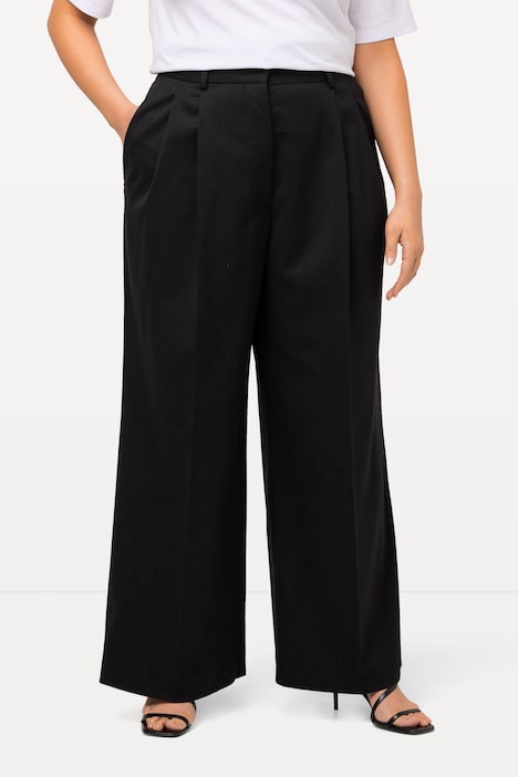 Marlenehose Mary, weites Bein, Bundfalten, Wollmischung