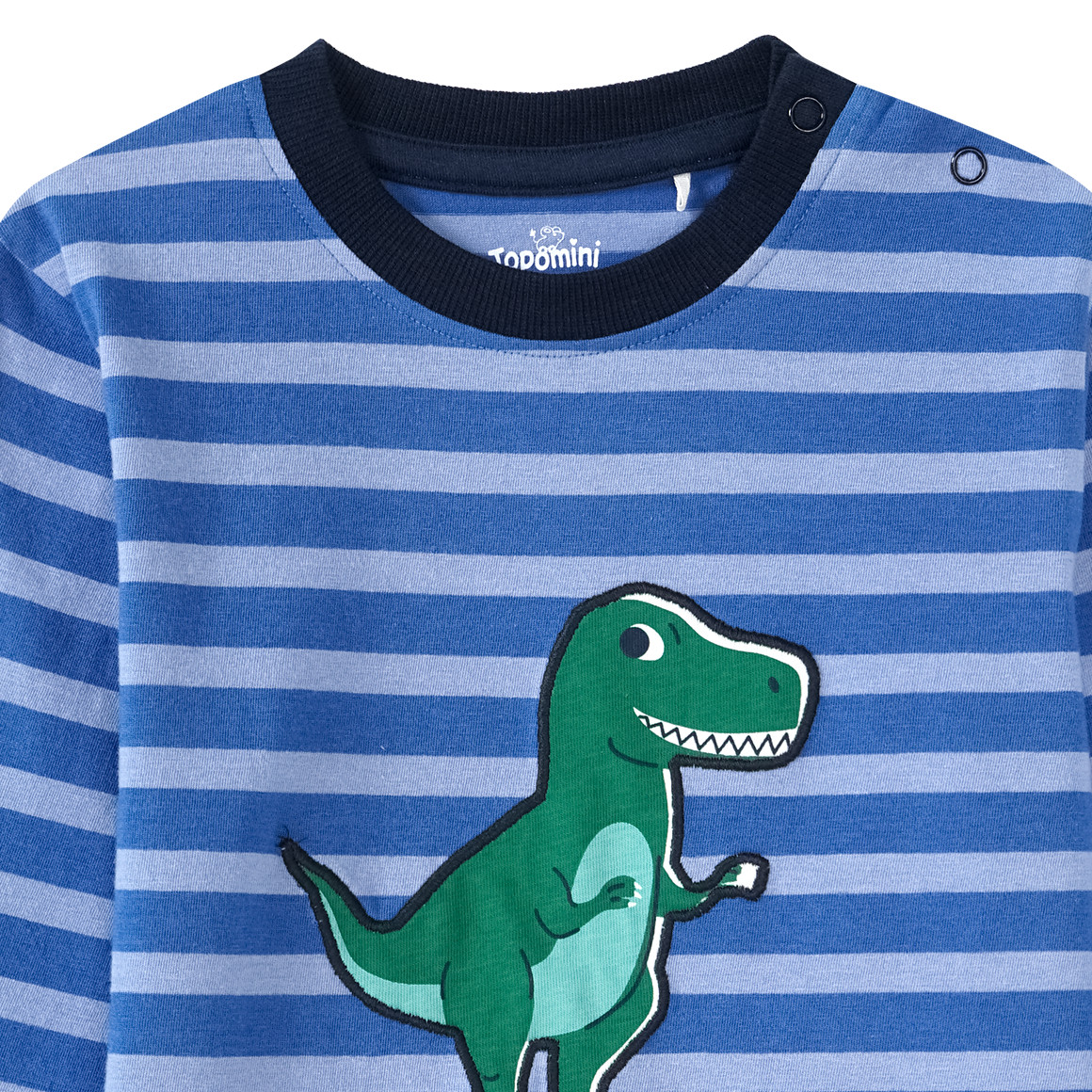 Topomini Baby Langarmshirt mit Dino-Applikation blau / hellblau