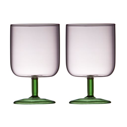 Lyngby Glas Torino 2-pak Vinglas, Pink/ Grøn, 30 cl