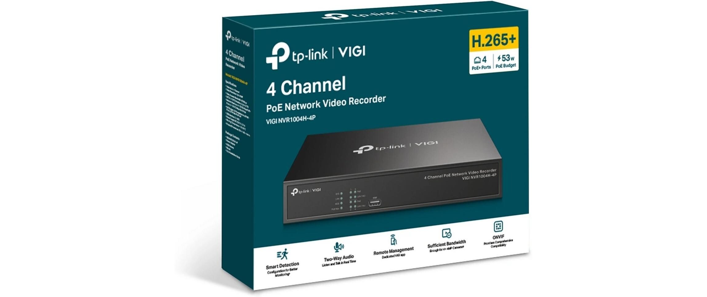 Netzwerkrekorder PoE VIGI NVR1004H-4P 0 TB, 4 Kanal<br>VIGI 4-Kanal-PoE-Netzwerk-Videorekorder
