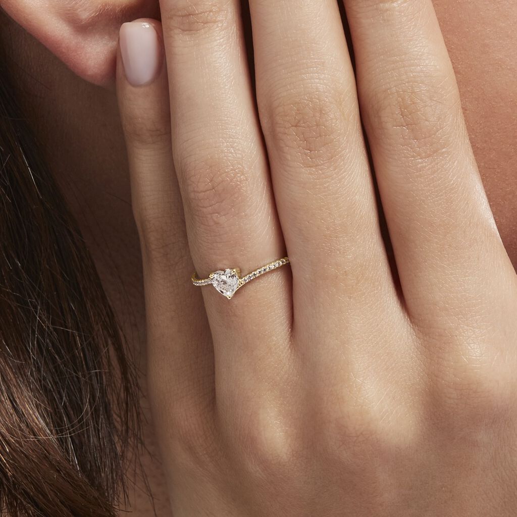 Bague Solitaire Or Jaune Sabeen Oxyde De Zirconium