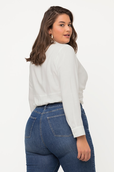 Hemdbluse, Knoten, kurz, Hemdkragen, Langarm