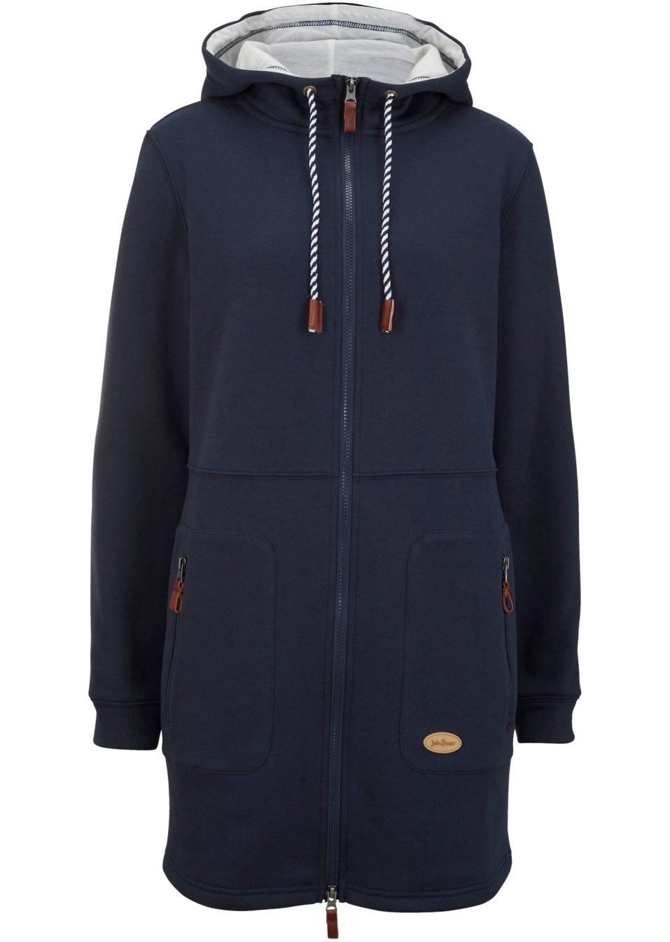 Gilet sweat long à capuche