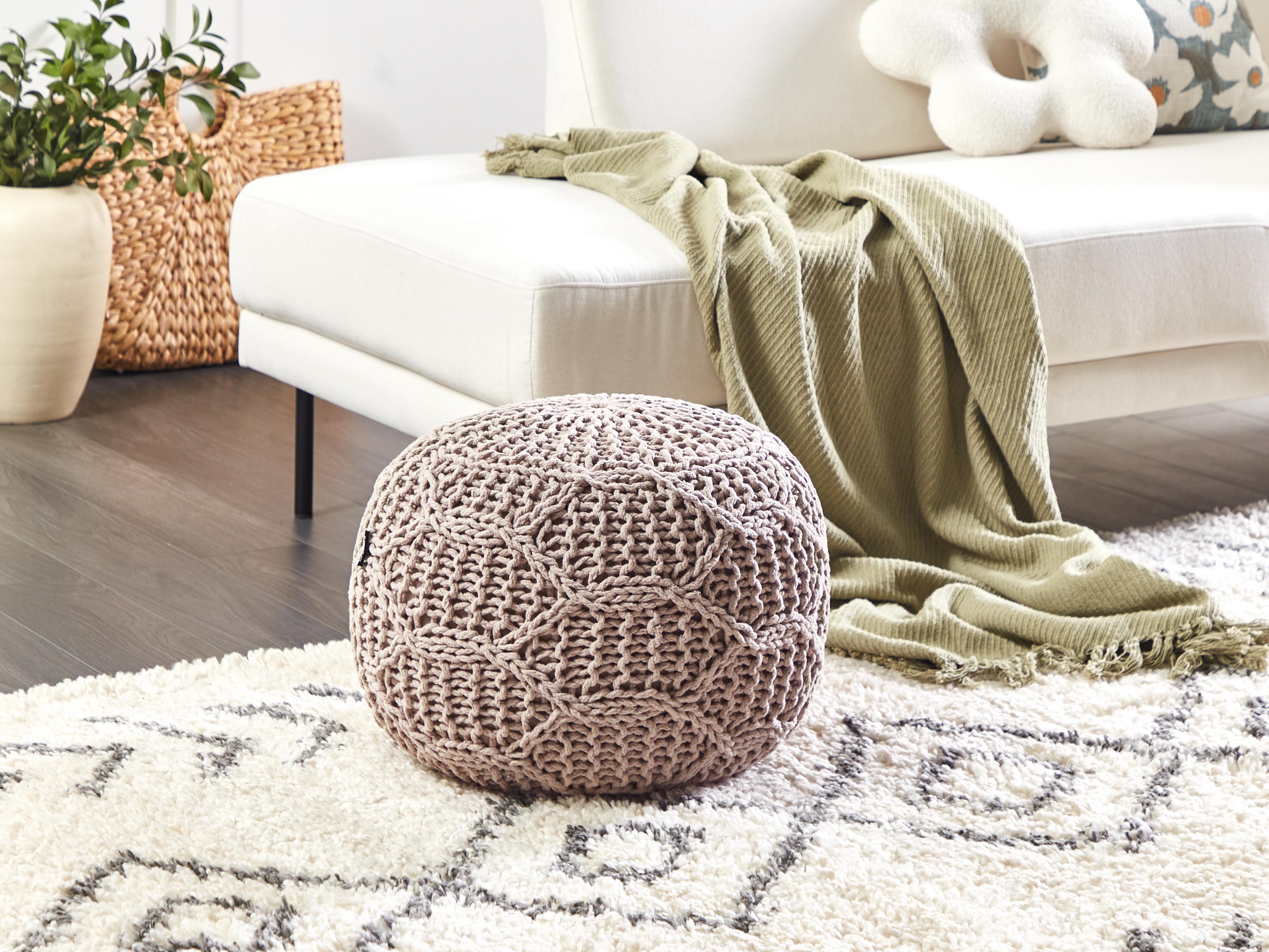 Poef Macramé TRIMAN Katoen Taupe