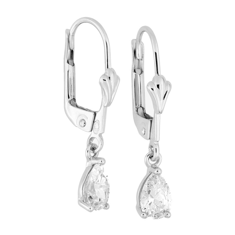 Boucles d'oreilles femme pendantes - Oxyde de zirconium - Or 18 Carats
