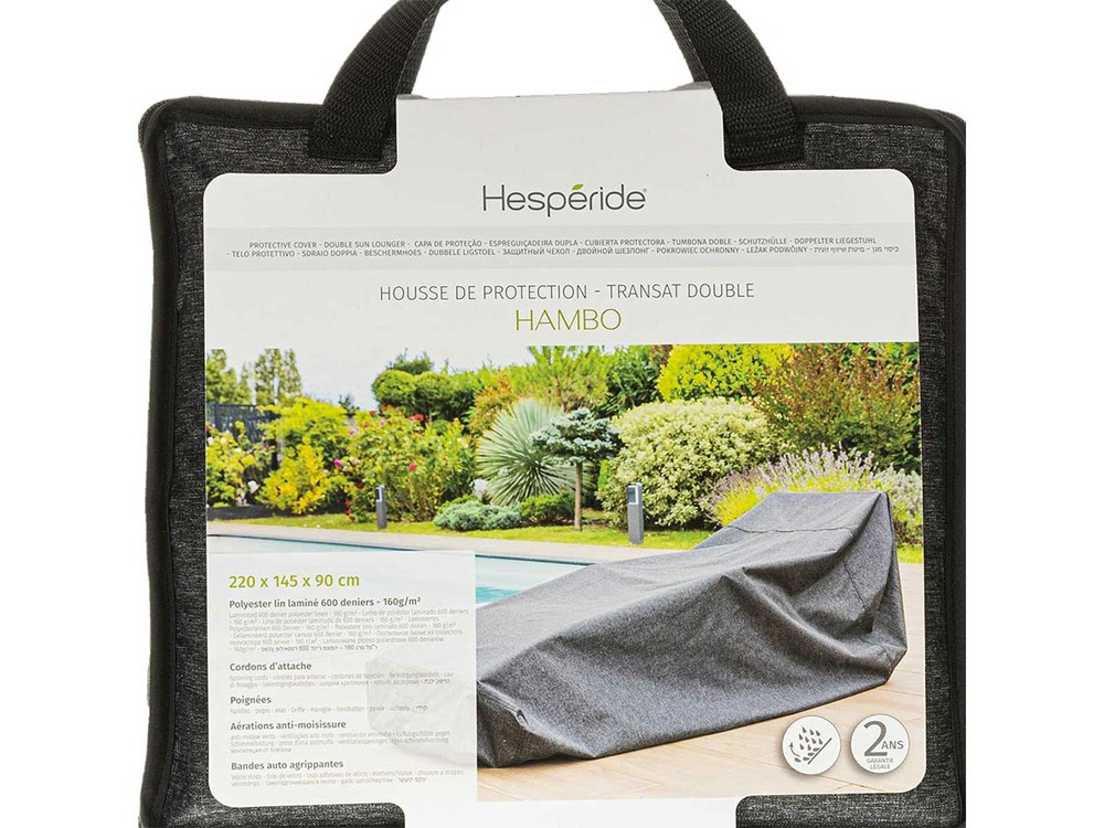 Housse pour transat double hambo gris - 220 x 145 x 90 cm