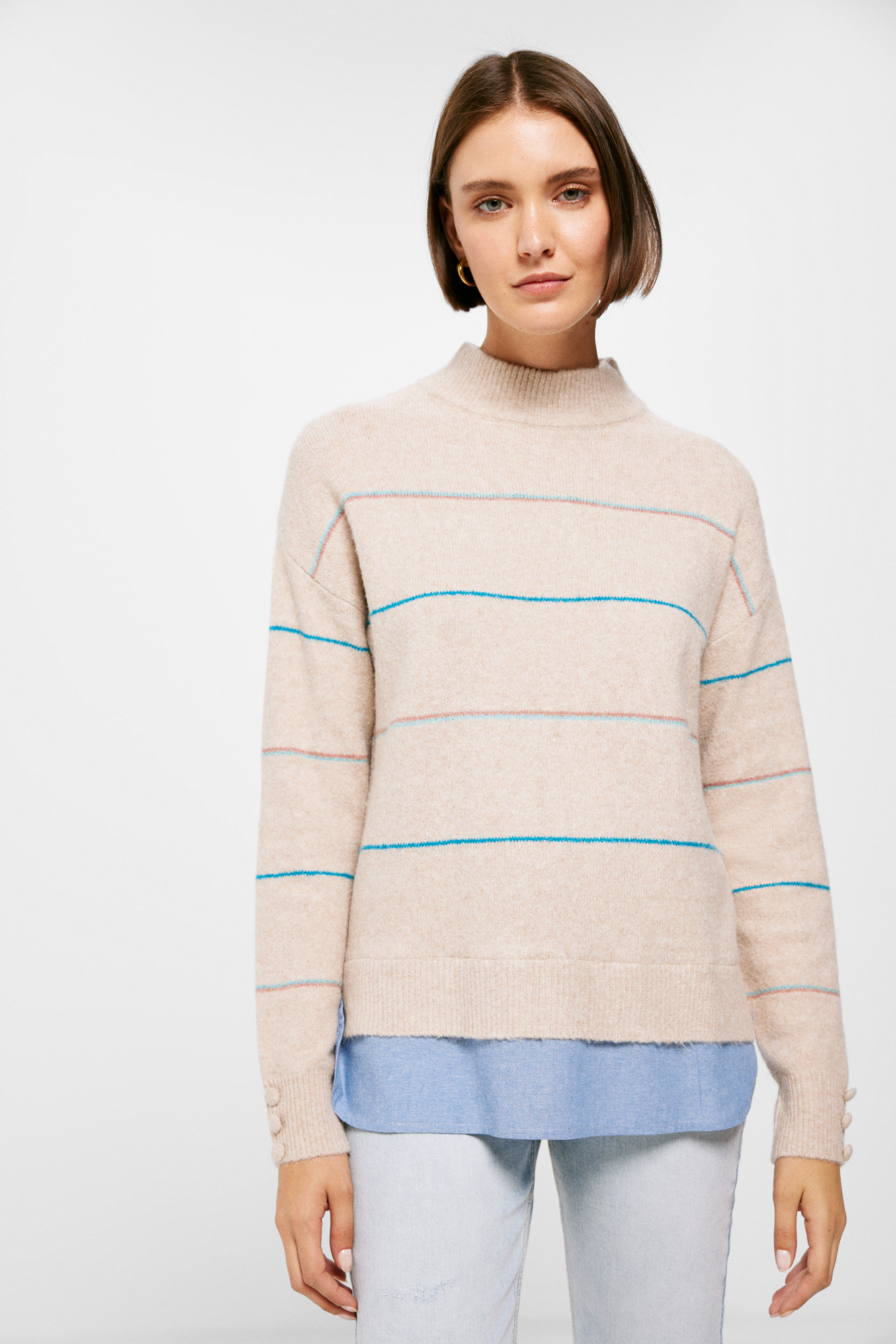 Camisa bicolor com listras Lurex
