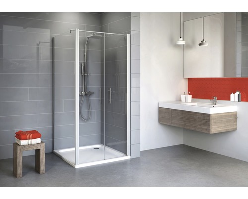 Draaideur inclusief zijpaneel Schulte Alexa Style 2.0 80x80 cm helder glasprofiel kleur aluminium
