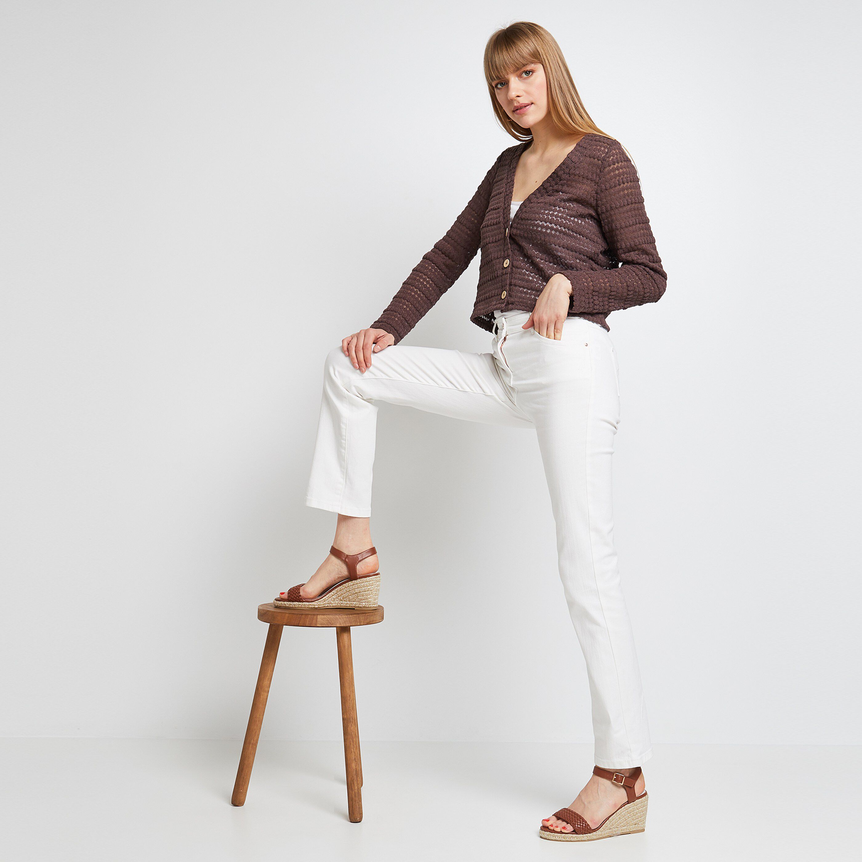 Gilet en maille femme - MARRON