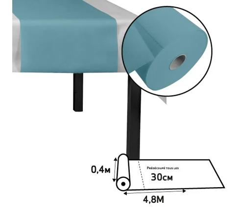 (480x40cm) 3in1 Spunbond Tischläufer Abreissbares Einweg Tischset Party Tisch Deko (RS023104I) - Pazifikblau