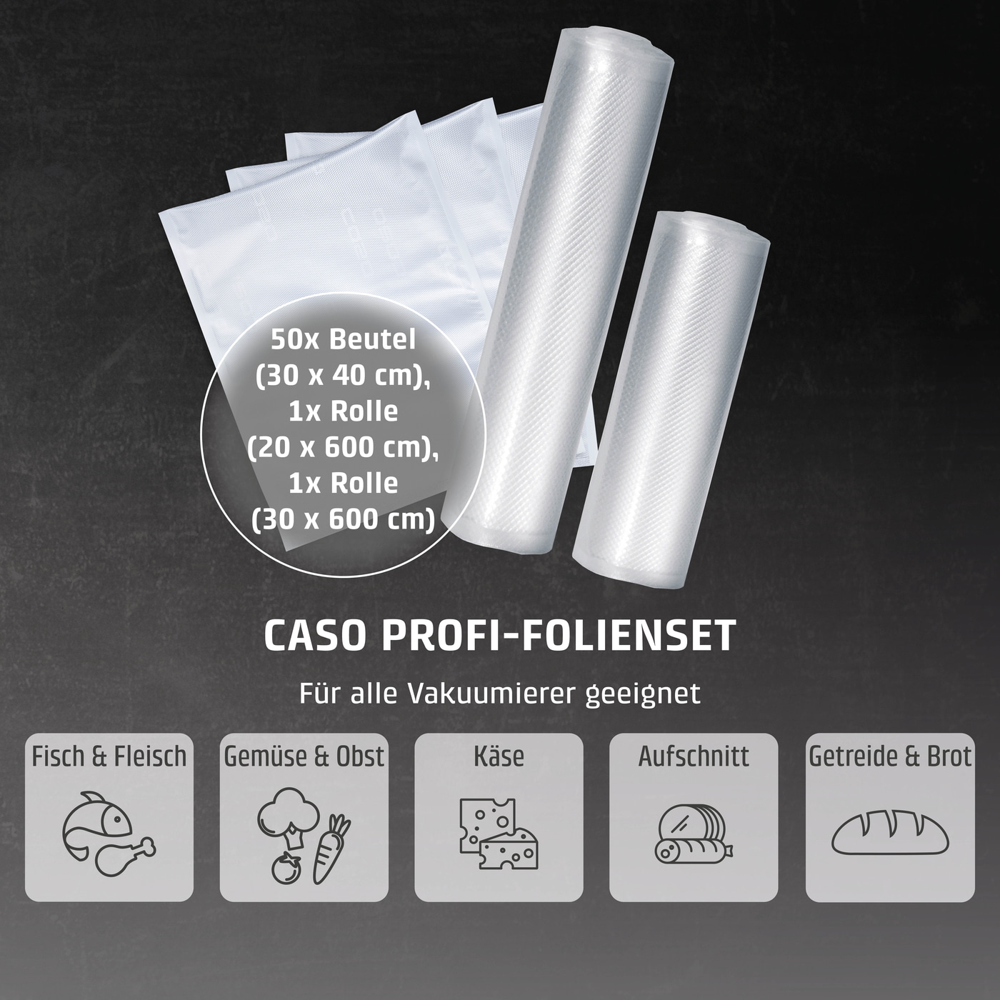 Profi-Folienset 2, 50 Folienbeutel, 3 Folienrollen, 150 µm