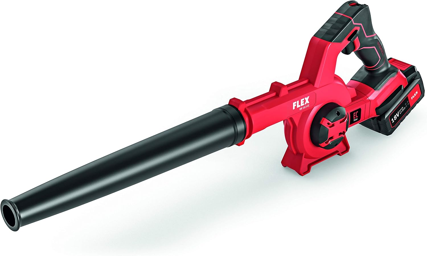 Flex Akku-Gebläse BW 18.0-EC (Laubbläser, 18V, Luftgeschwindigkeit: 80 m/sec, Luftvolumen max. 3,11 m³/min, ohne Akku) 472913, Rot,Schwarz