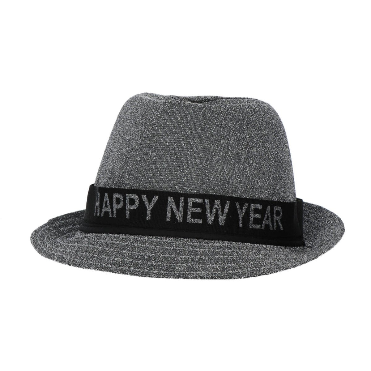 Happy New Year Hoed Zilver 59cm