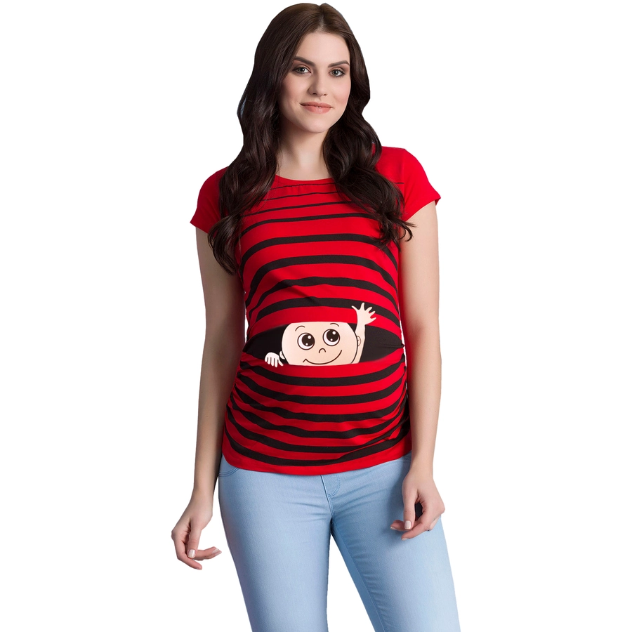 M.M.C. Umstandsshirt Winke Winke mit Motiv Rot