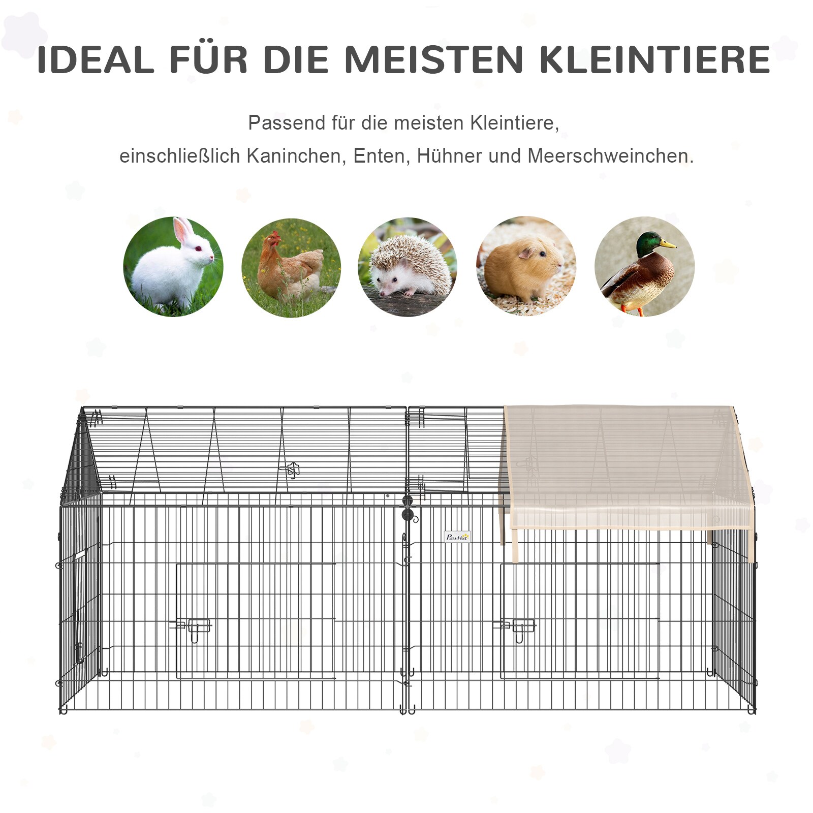 PawHut Kleintiergehege mit zwei großen Türen 220L x 103B x 103H cm