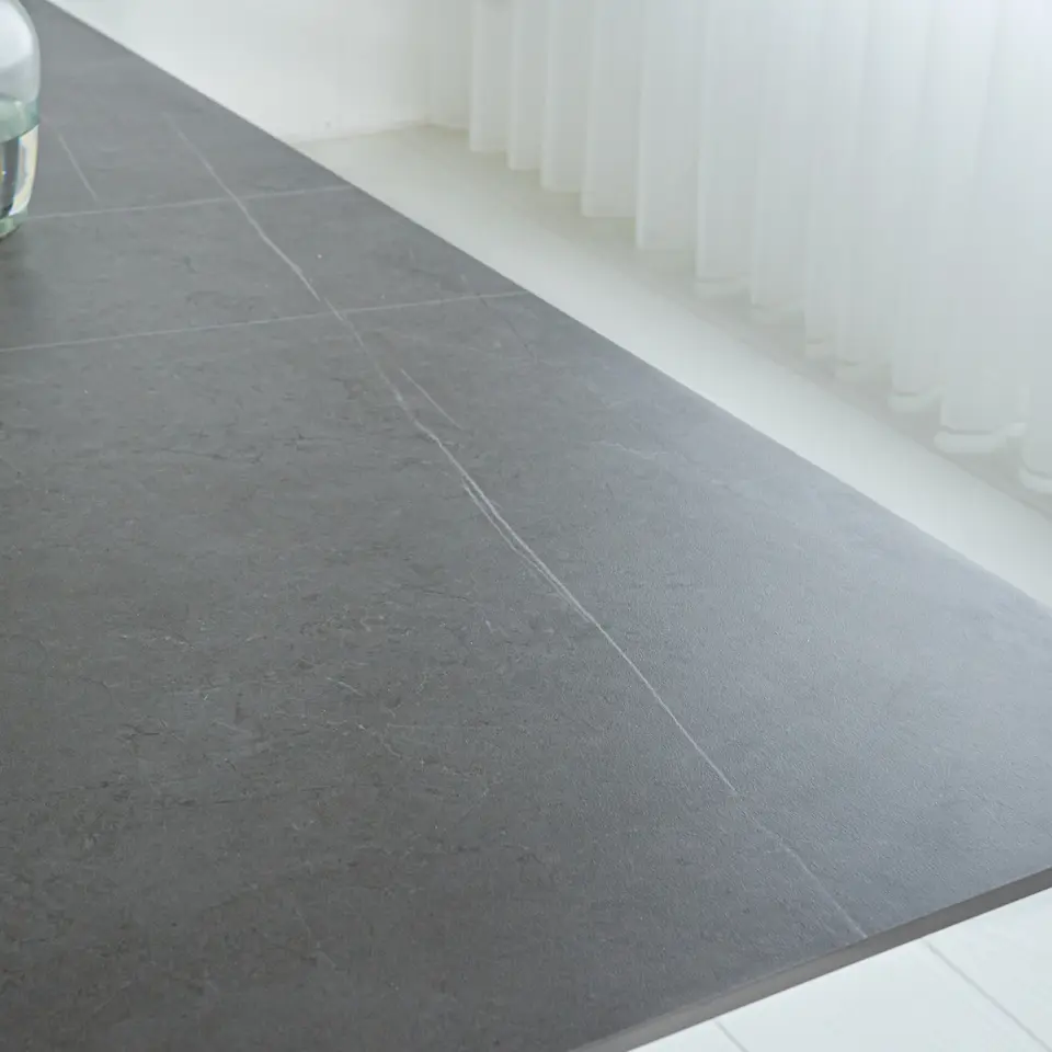 Eettafel Edin 170x90 cm marmerlook grijs - Stoneware - Grijs