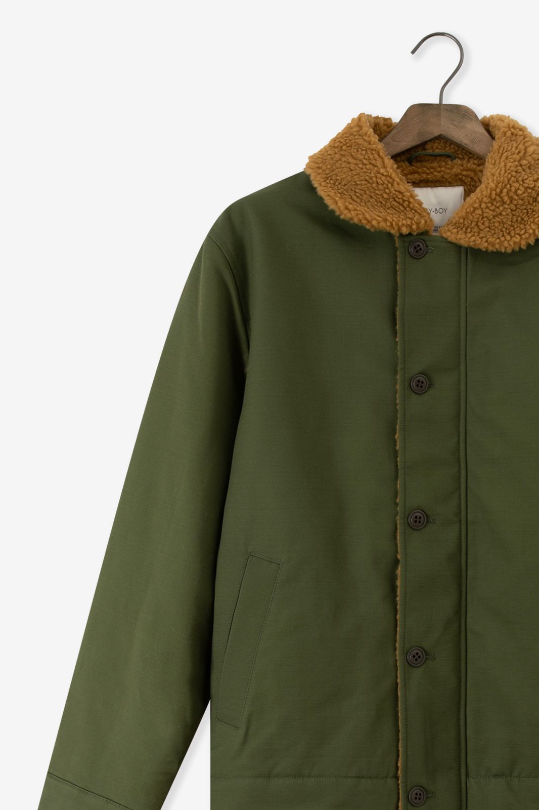 Donkergroene bomberjas met teddy kraag