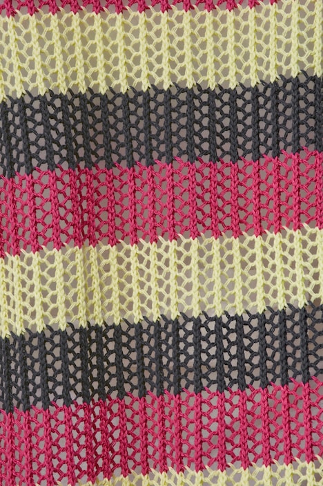 Strickjacke, oversized, Rippstrick, Streifen, offene Form, 3/4-Ärmel