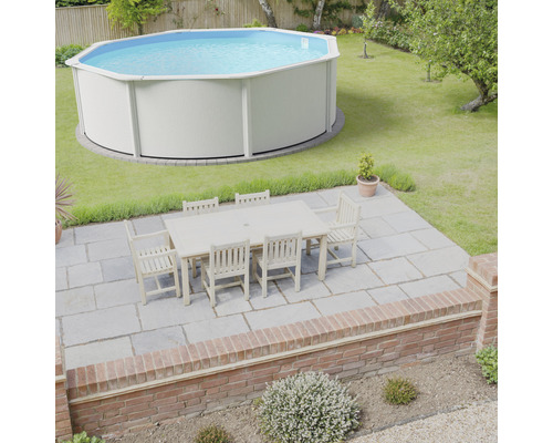 Opbouwzwembadset van staalwand Planet Pool Vision-Pool Classic Solo rond Ø 550x120 cm incl. ingebouwde skimmer wit