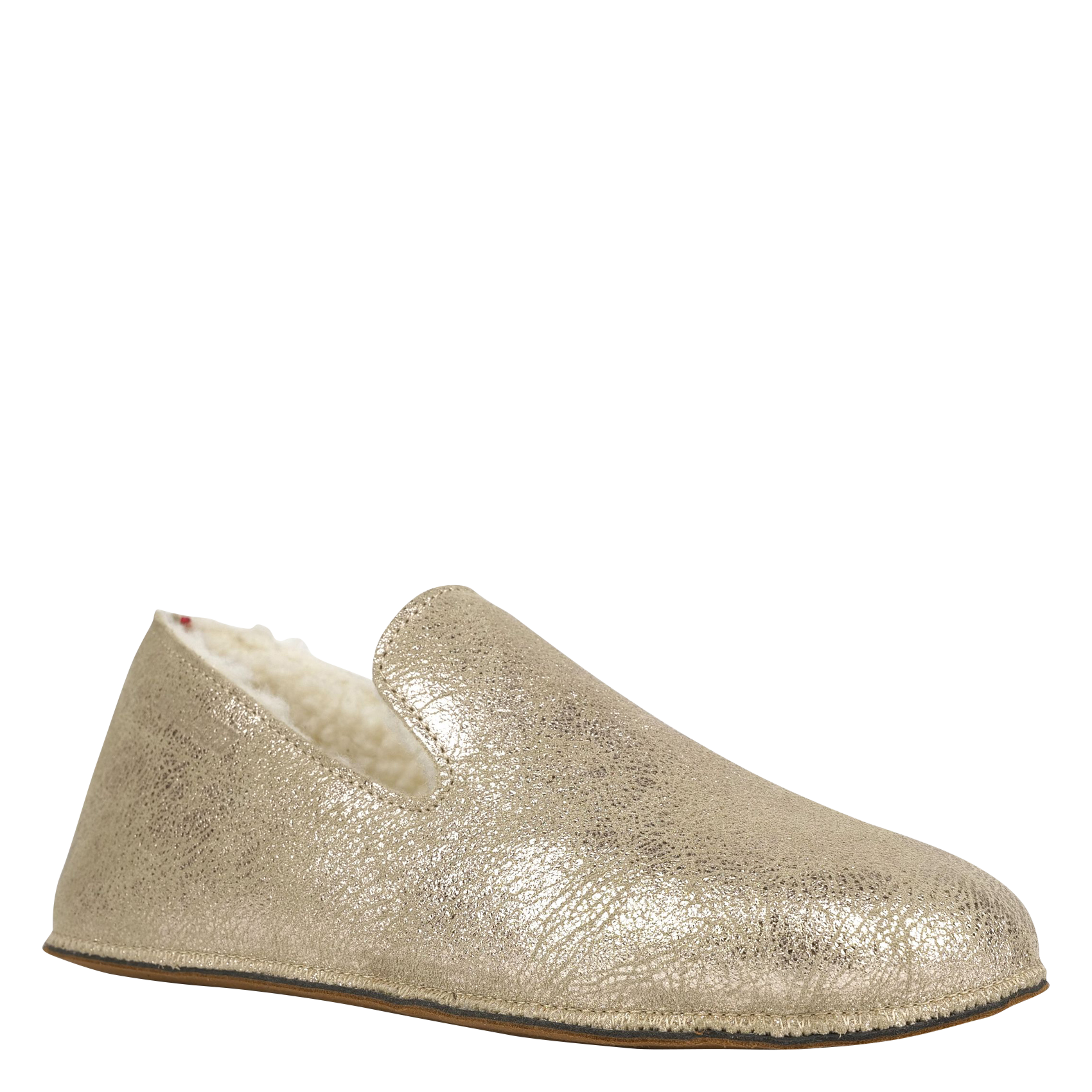 COCO - Chaussons fourrés en cuir imprimé léopard | Doré