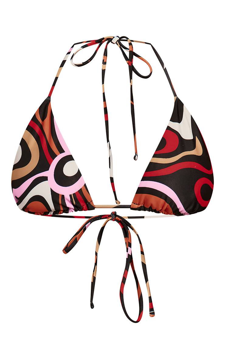 Marron Haut De Bikini Triangle À Imprimé Flou