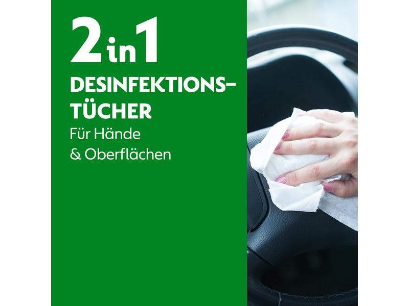 Dettol Desinfektionstücher 2 in 1 15 Stück Desinfektionsmittel für Hände und Oberflächen
