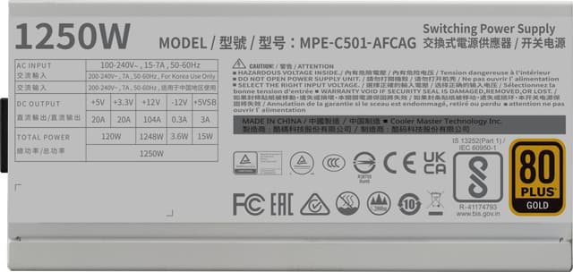 Cooler Master MWE Gold V2 ATX 3.1 1.250W strømforsyning (hvid)