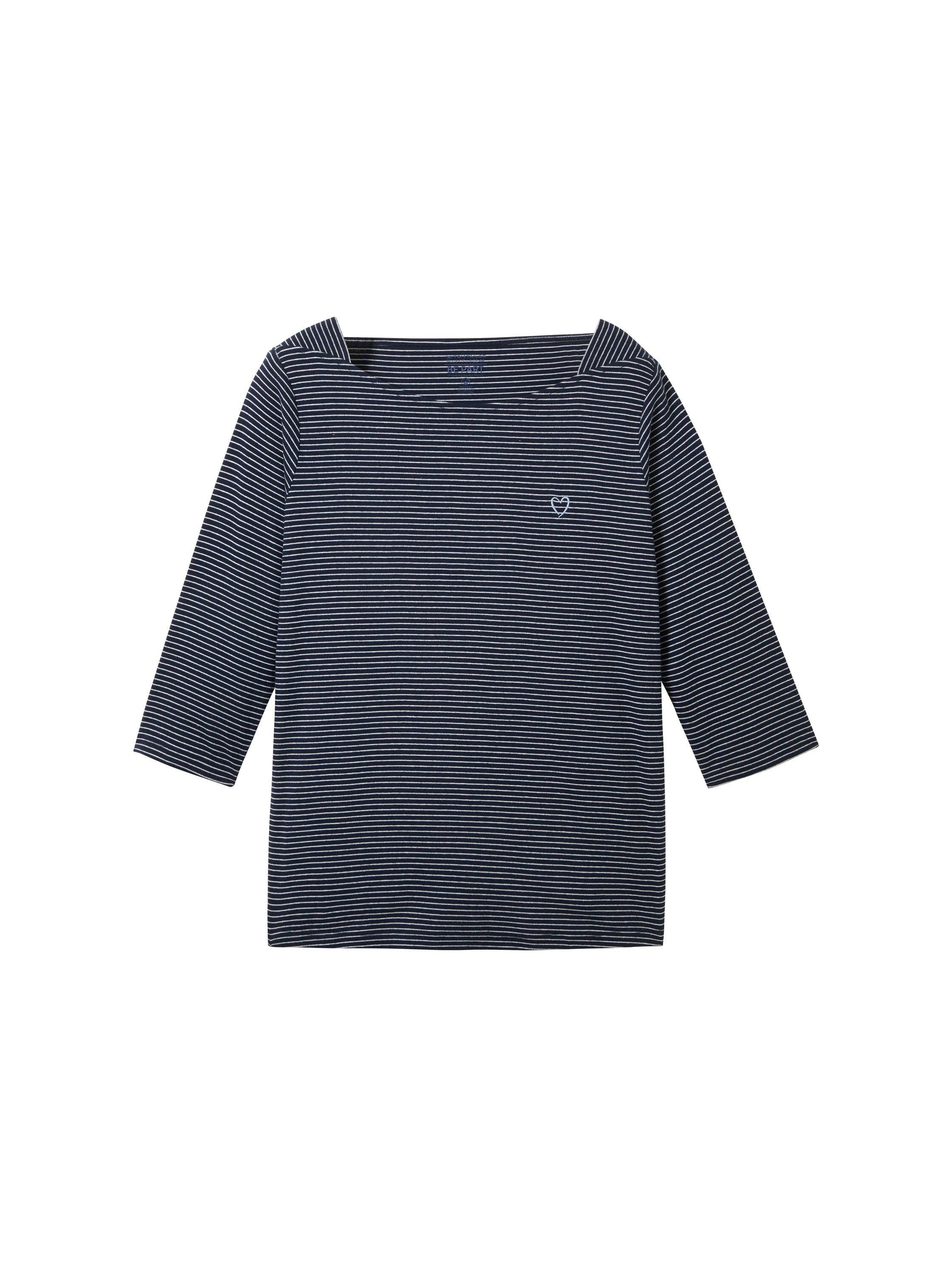 Ringelshirt mit U-Boot-Ausschnitt und 3/4-Arm