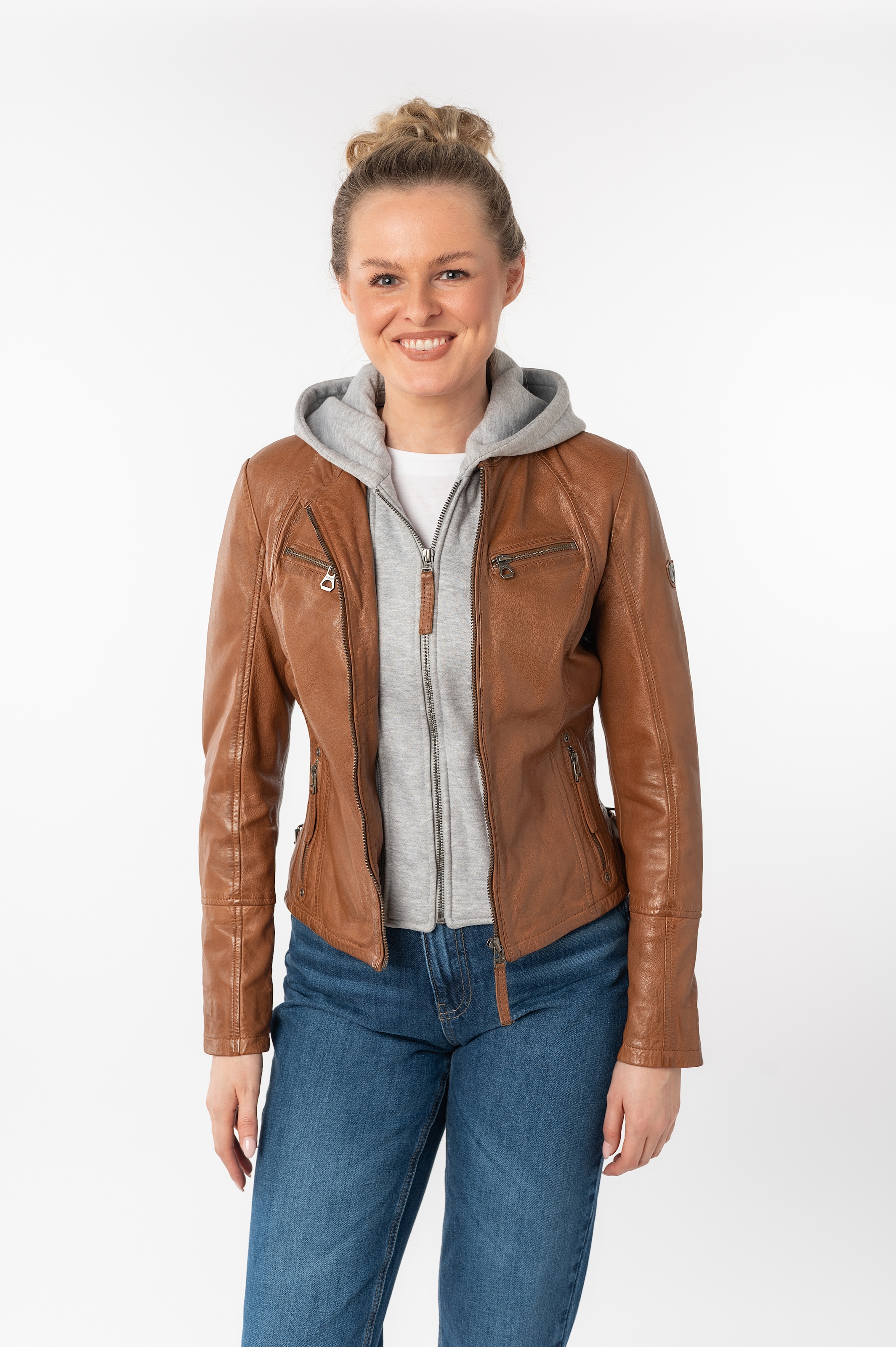 Mauritius Lederjacke »NOLA« mit Kapuze Two-in-One Style - mit abnehmbarer Jersey-Kapuze