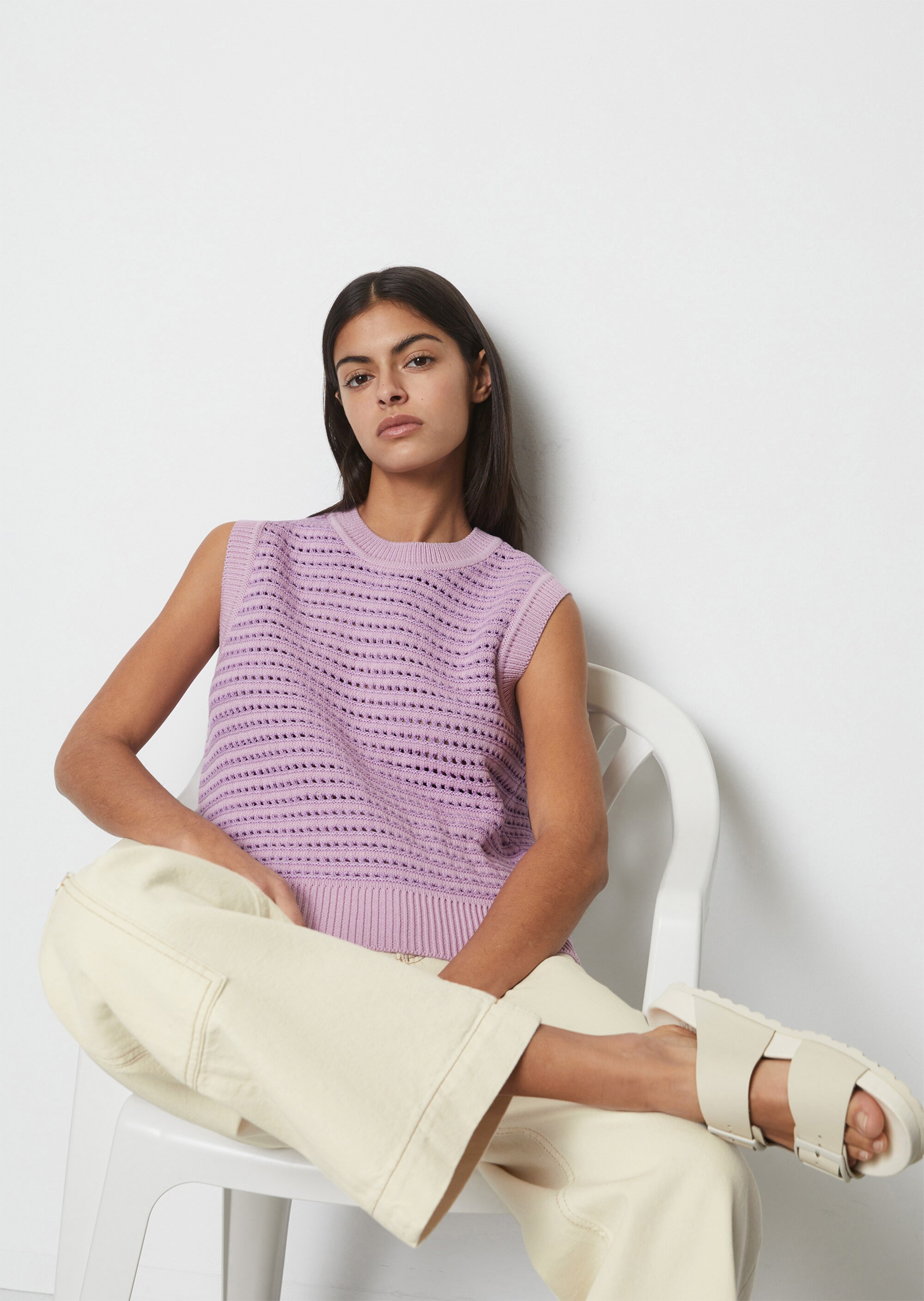 DfC Ajour-Pullunder regularaus Organic Cotton-Garn