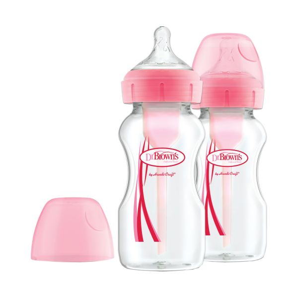 Dr. Brown's Options  Anti-colic Brede Halsfles Duopack Roze 270 ml