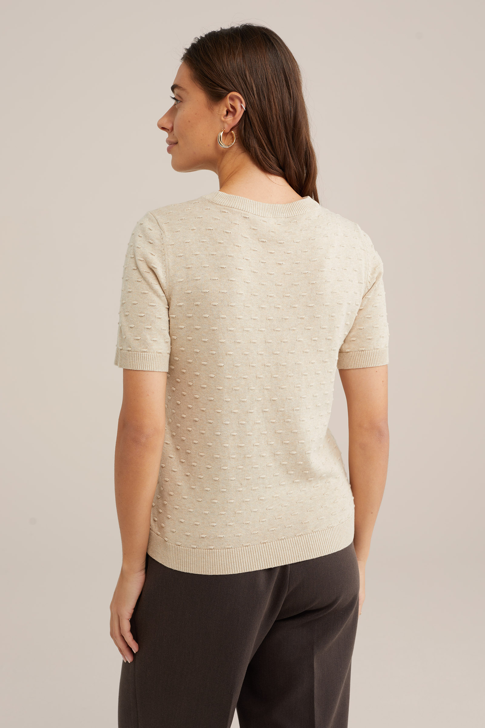 trui met structuur WE Fashion Beige