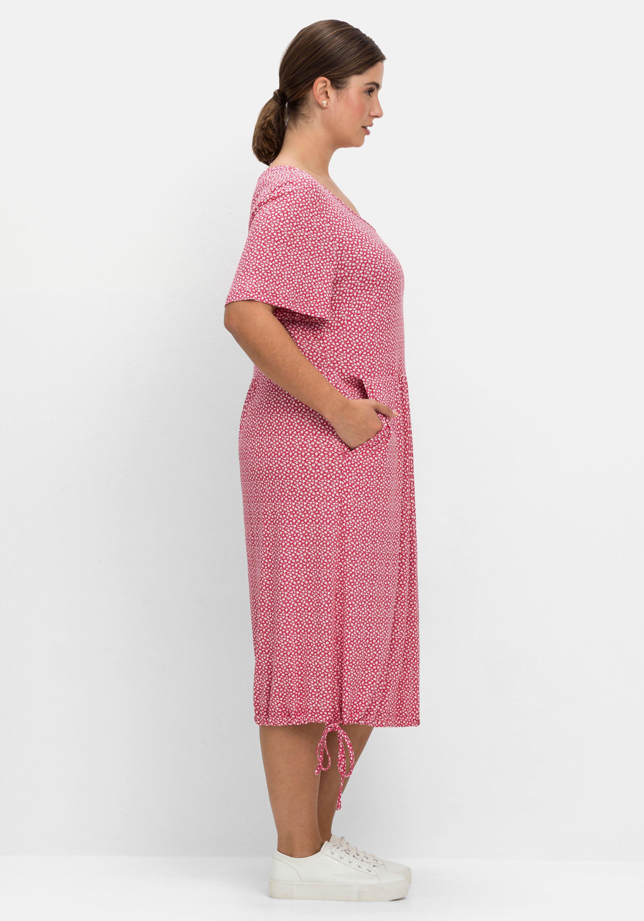 Jerseykleid mit Minimalprint und Saum-Tunnelzug