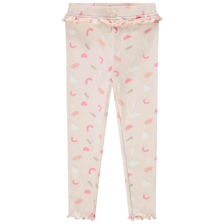 Caleçon long côtelé imprimé fantaisie pour bébé fille - Rose