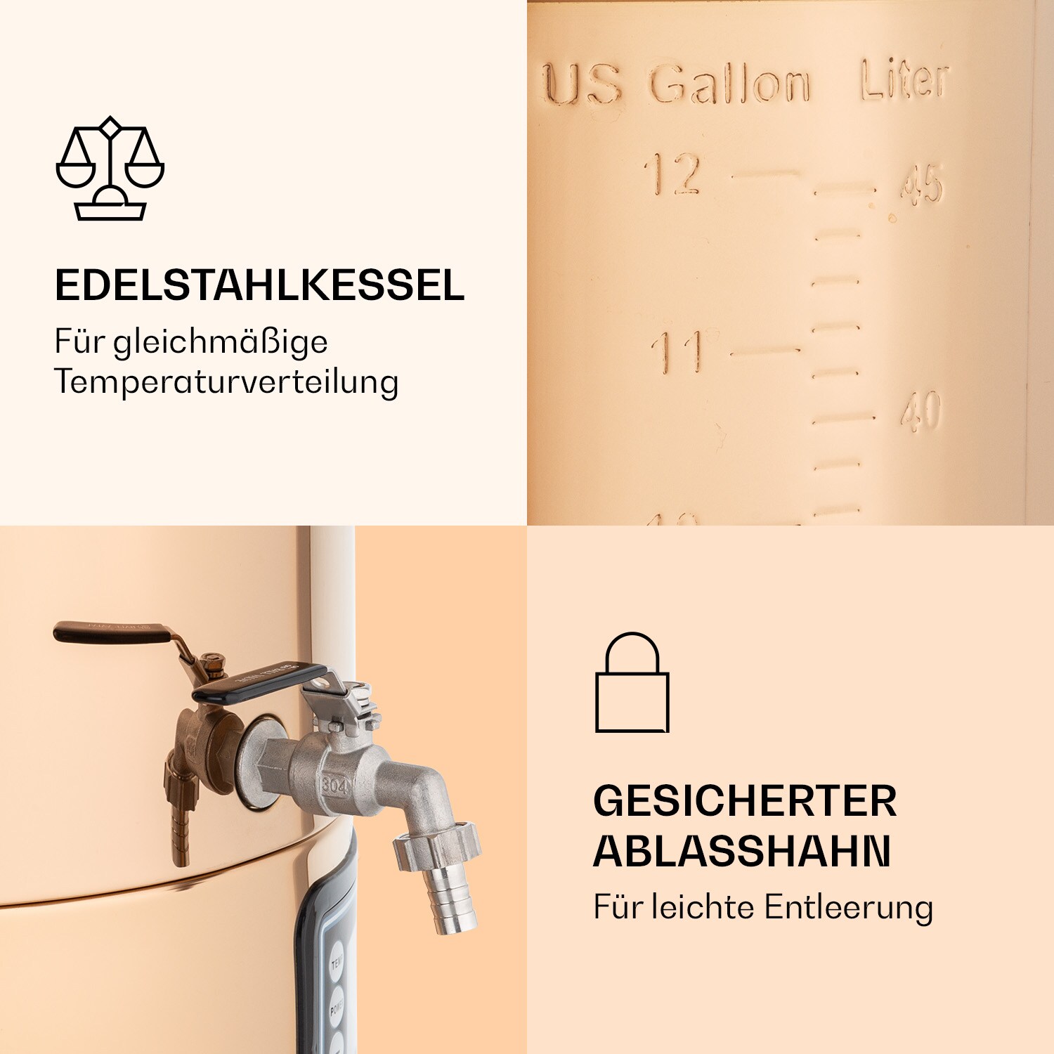 Mundschenk XXL Maischekessel Bierbrauanlage 3000W 50l 304 Edelstahl