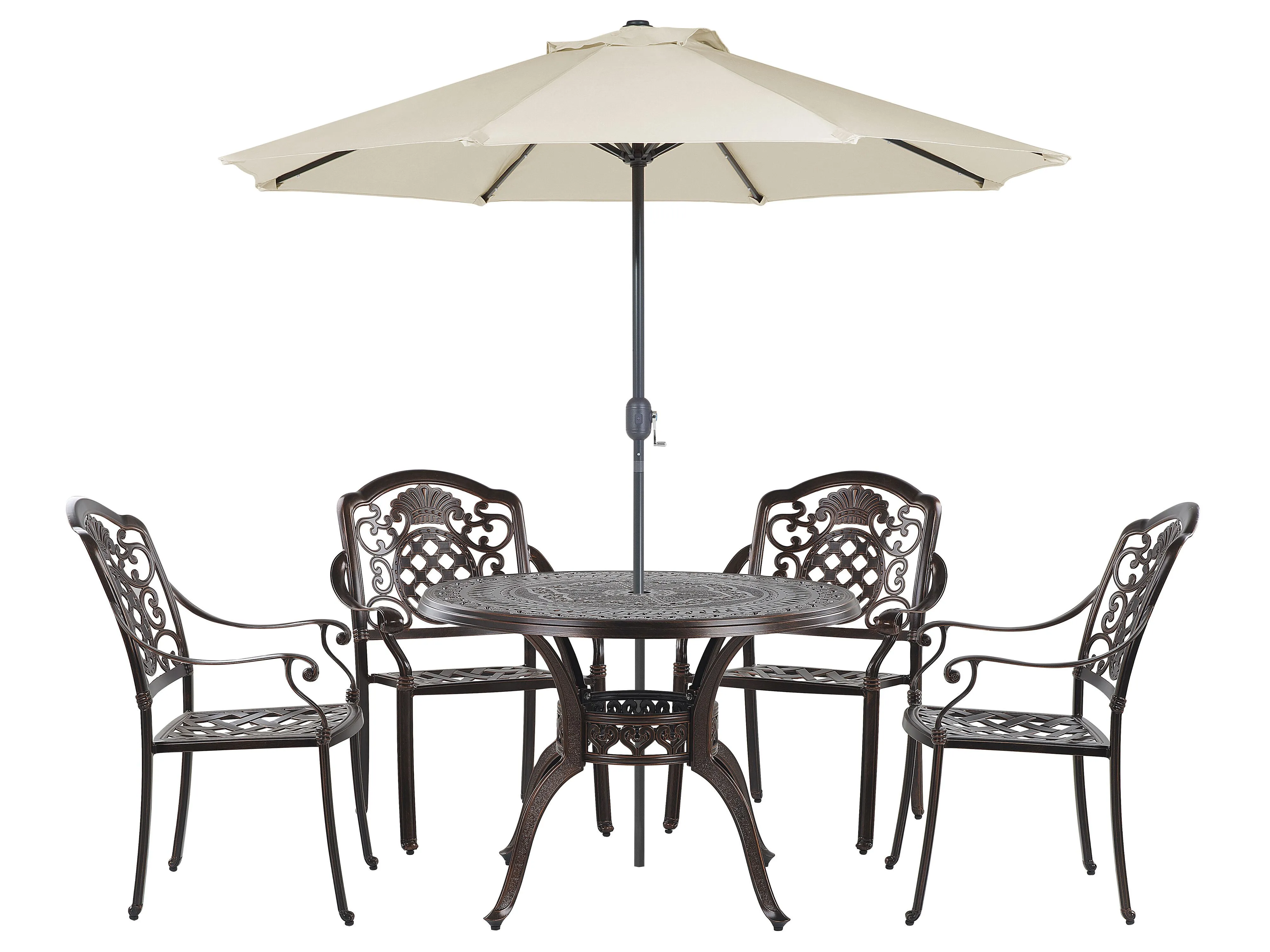 Tuinset 4-zits SALENTO met parasol (16 opties) Metaal Donkerbruin