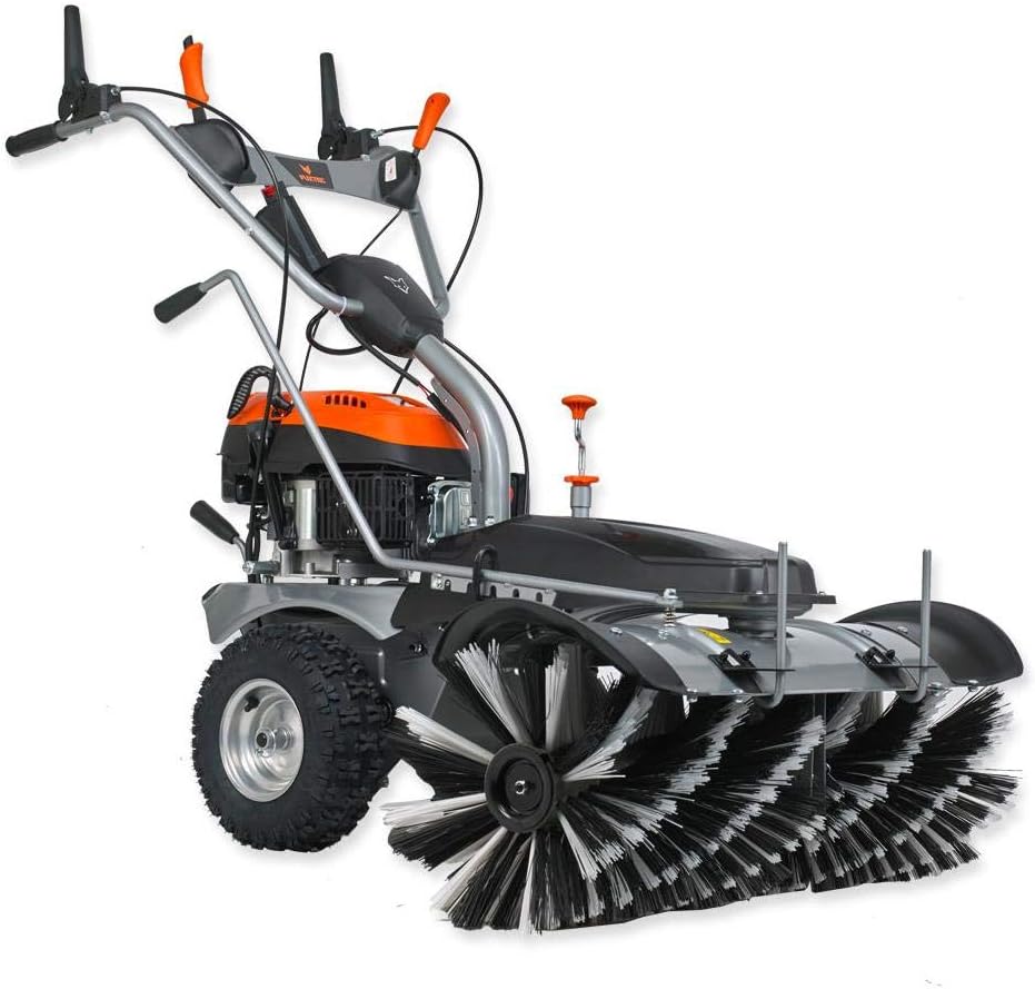 FUXTEC 4,9PS Benzin Kehrmaschine FX-KM1196 mit Bürste/Kehrbesen und 173cc Hubraum – 100cm Arbeitsbreite für große Flächen