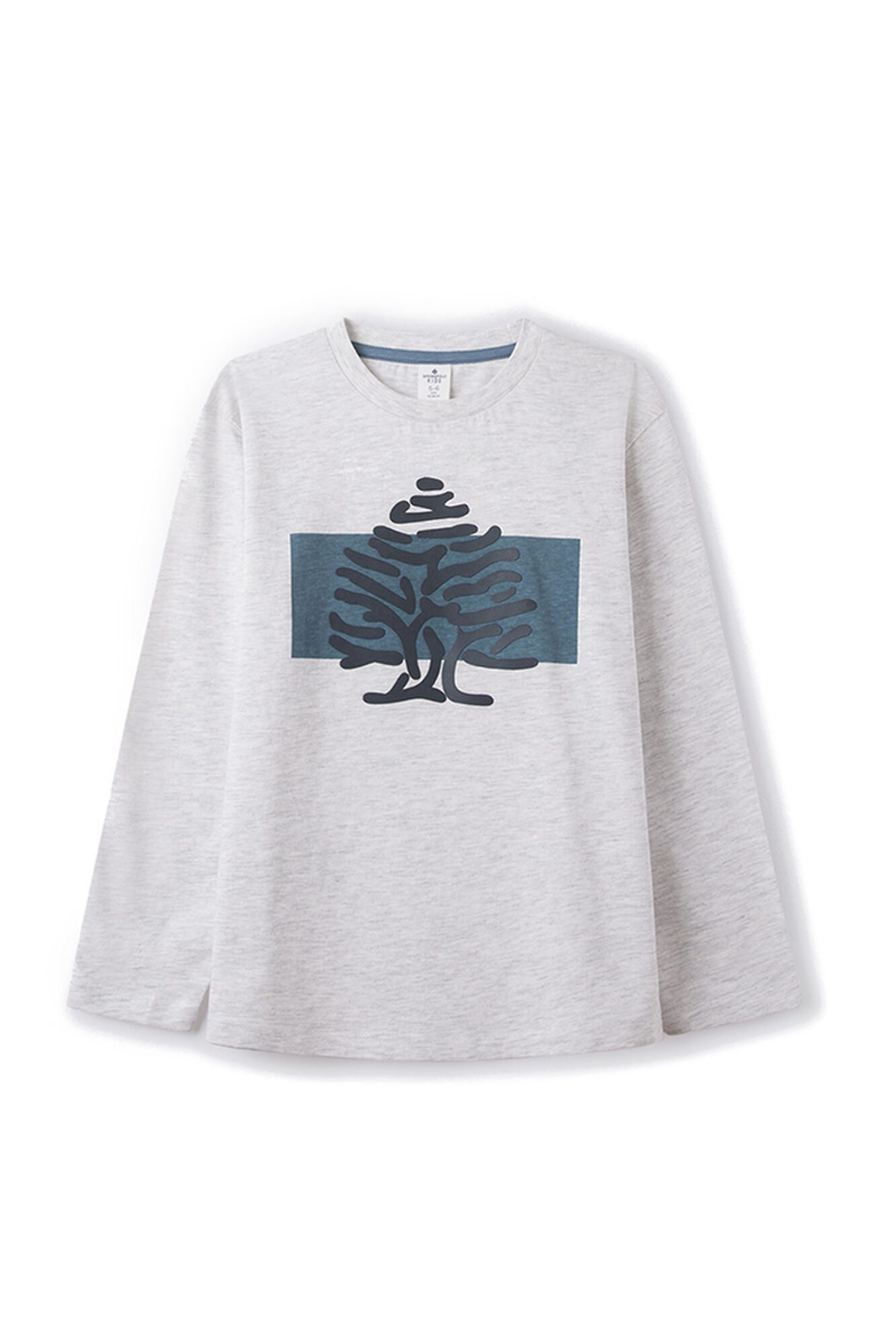 Camiseta listrada com estampa de árvores para meninos