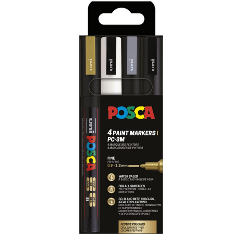 POSCA<br>Tusser POSCA PC-3M, 4-sæt