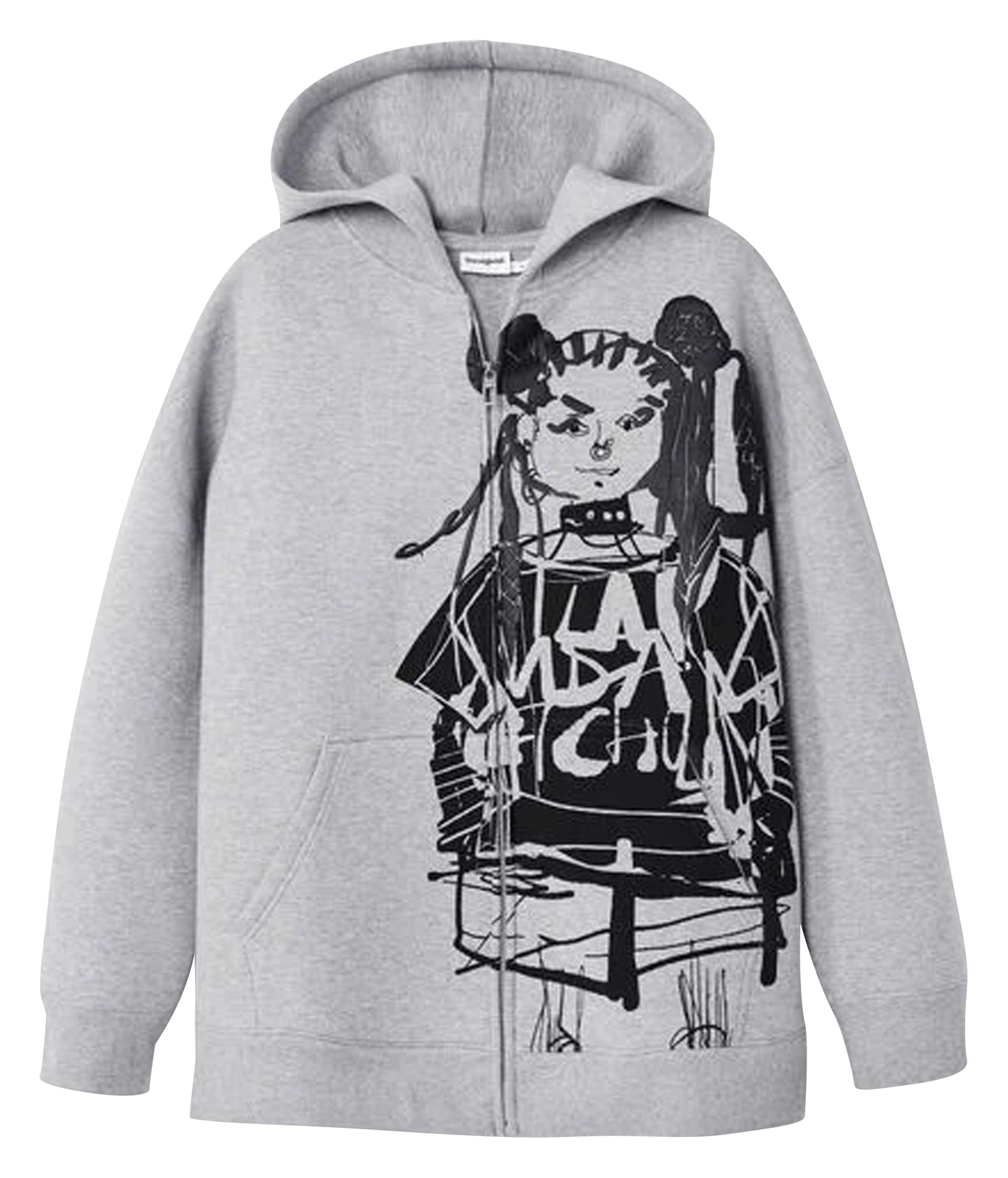 Sweat ample à fermeture éclair imprimé | Noir