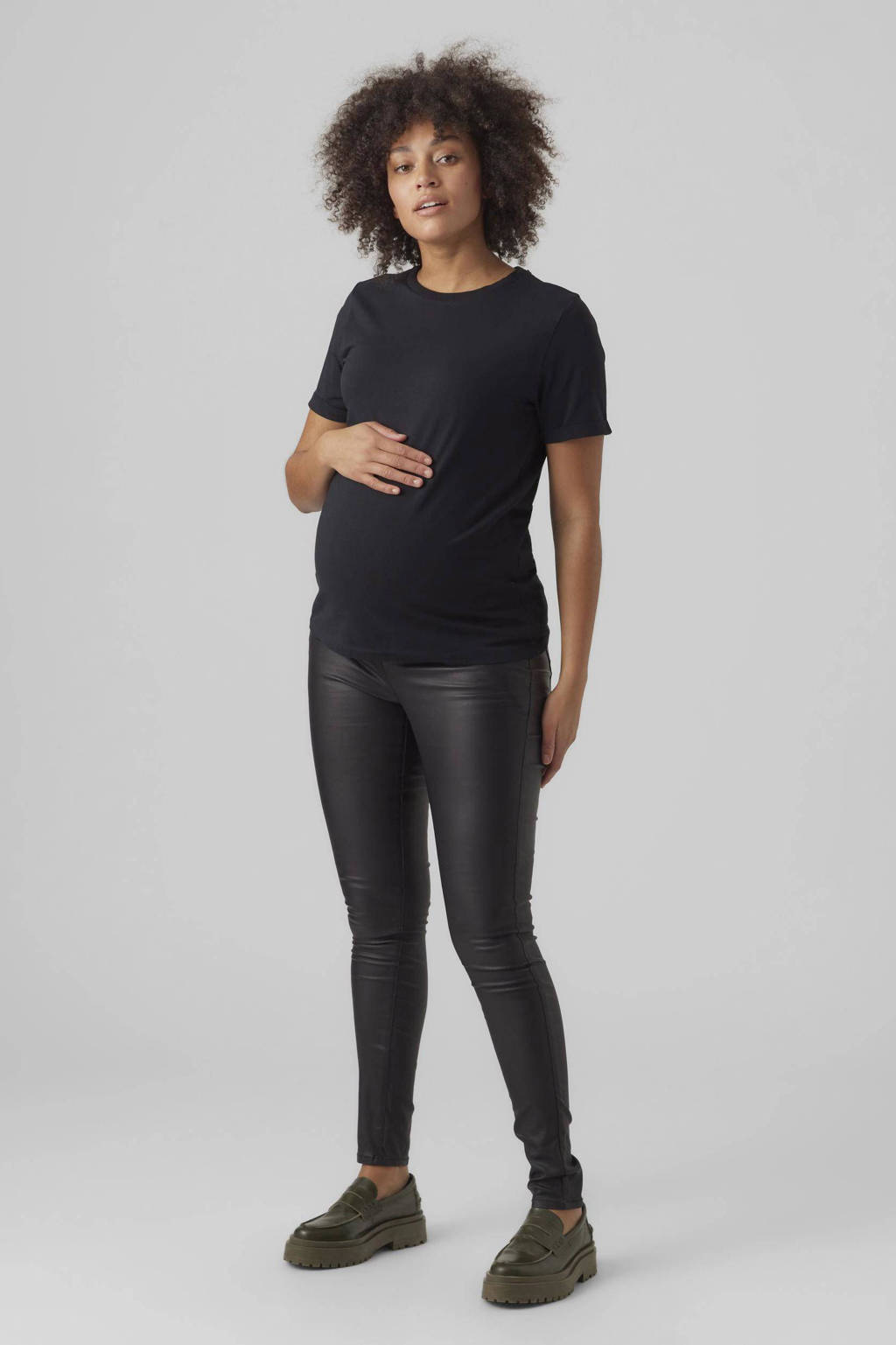 VERO MODA MATERNITY coated skinny zwangerschapsbroek zwart