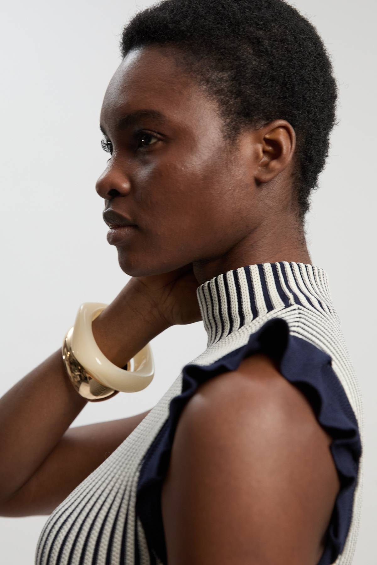 KarenMillen Robe Midi Tricotée À Manches Volantées Pointelle Petite Taille