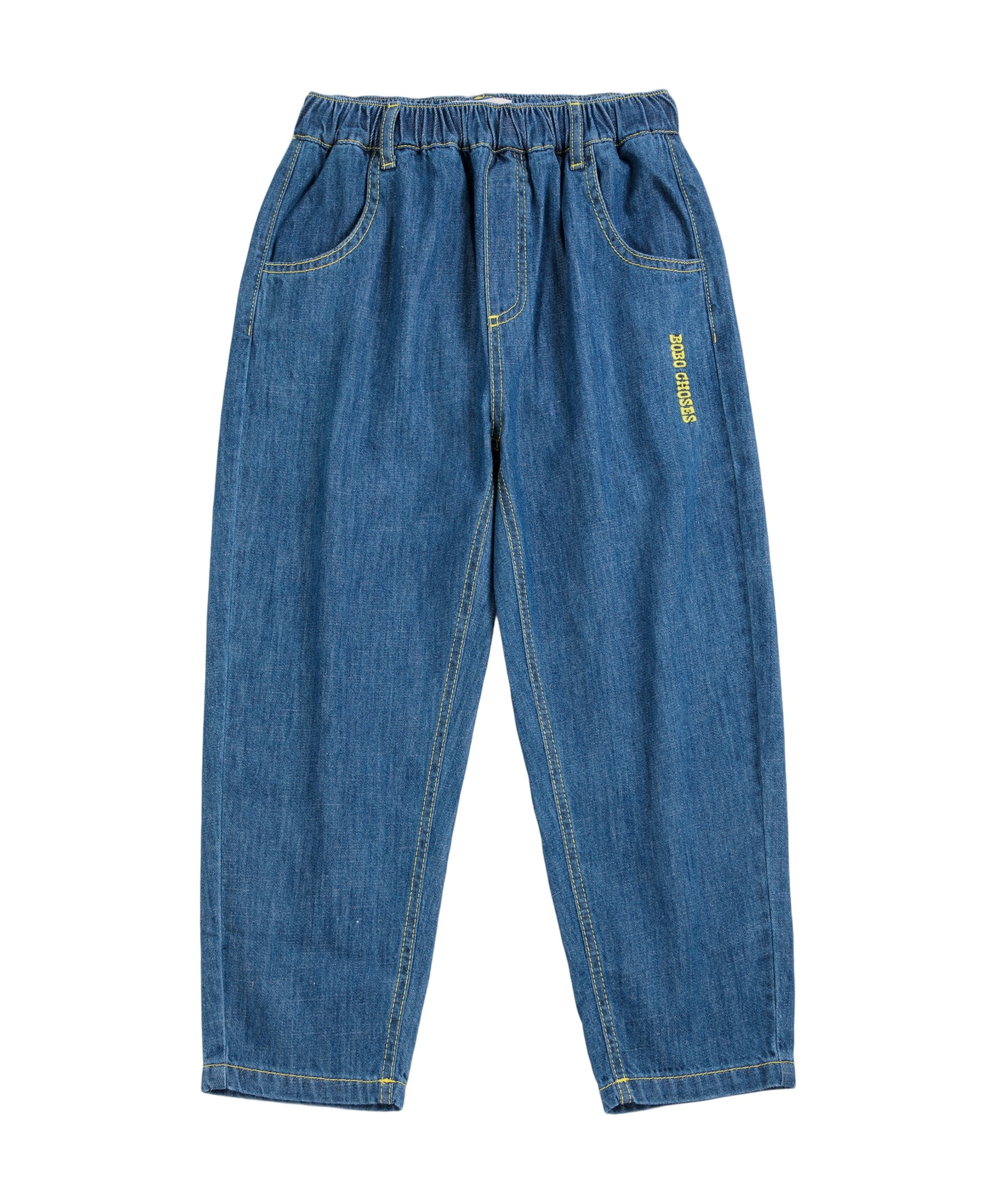 Bobo Choses Taxi Saurus Tag Denim Pants uniseks jeans  blauw