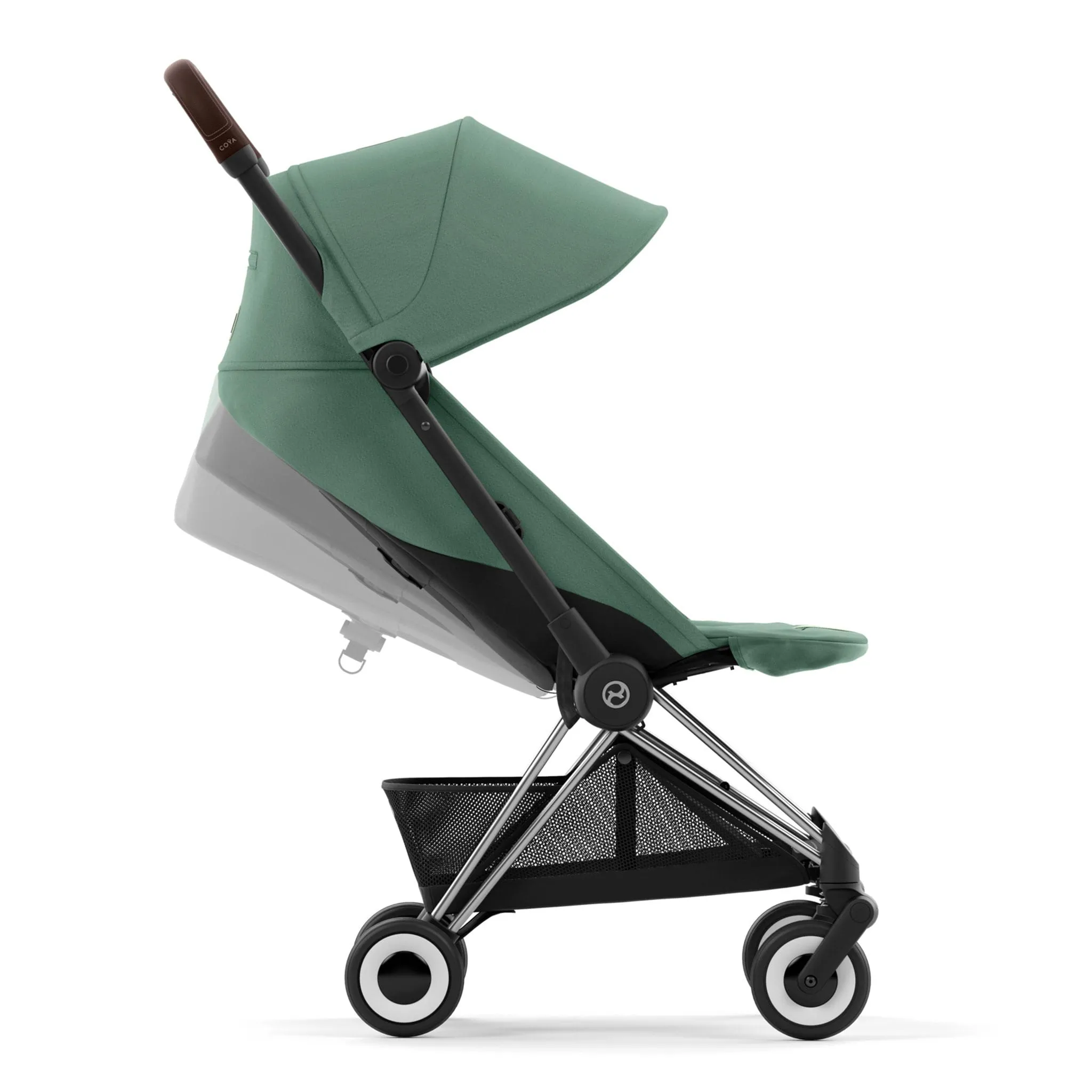 Cybex Poussette Coya - Cadre chromé avec siège vert feuillage