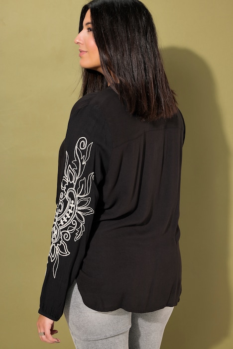 Bluse, Loose Shape, Stickereien,